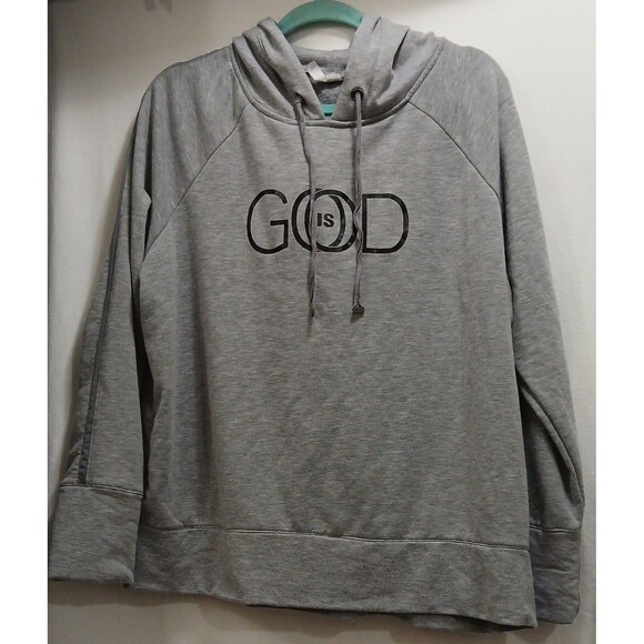 Athletic Works Women's Plus XXL 20 Gray Black God is Good Hoodie Soft Stretch - Picture 1 of 7